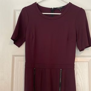 Kenneth Cole Plum midi dress with zipper detail.